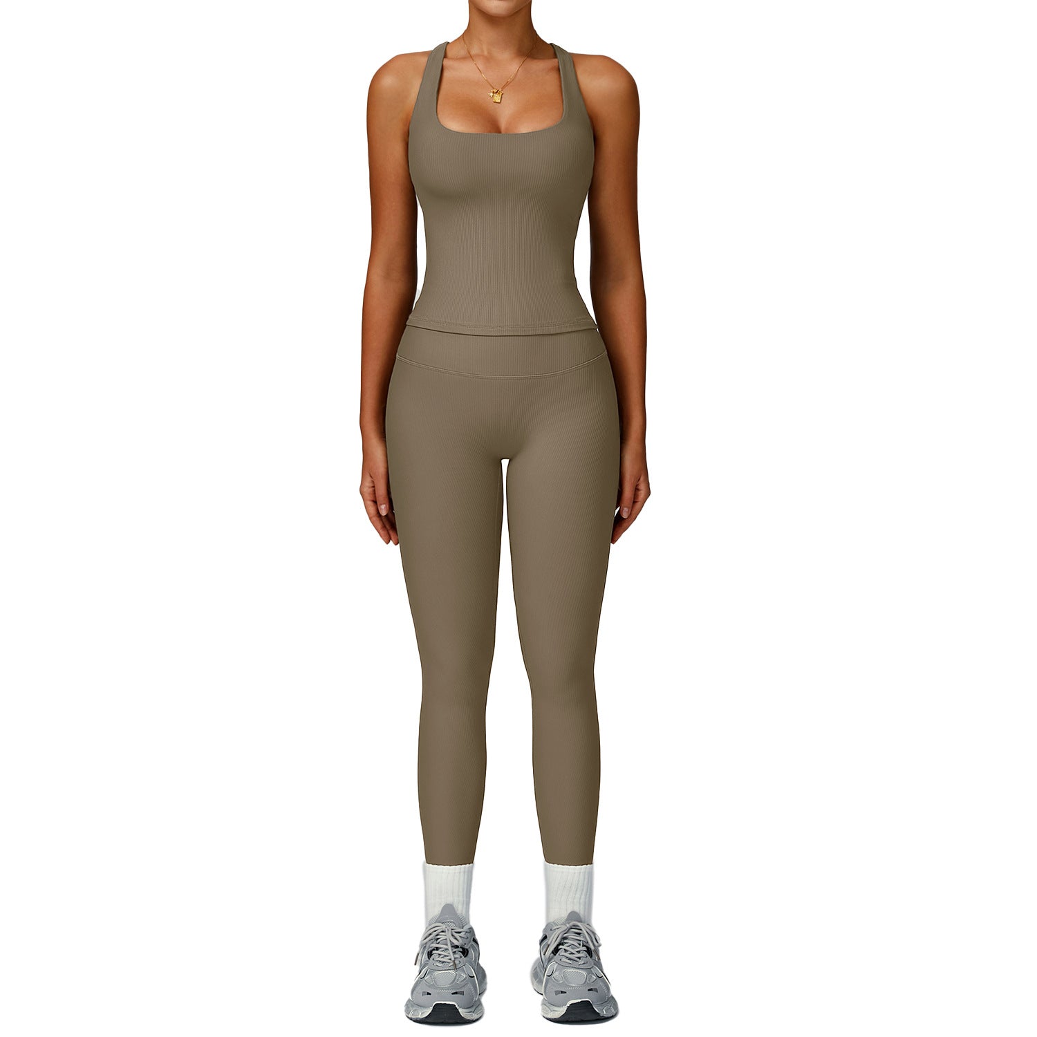 Womens High-Waisted Yoga Set with Moisture-Wicking Fabric
