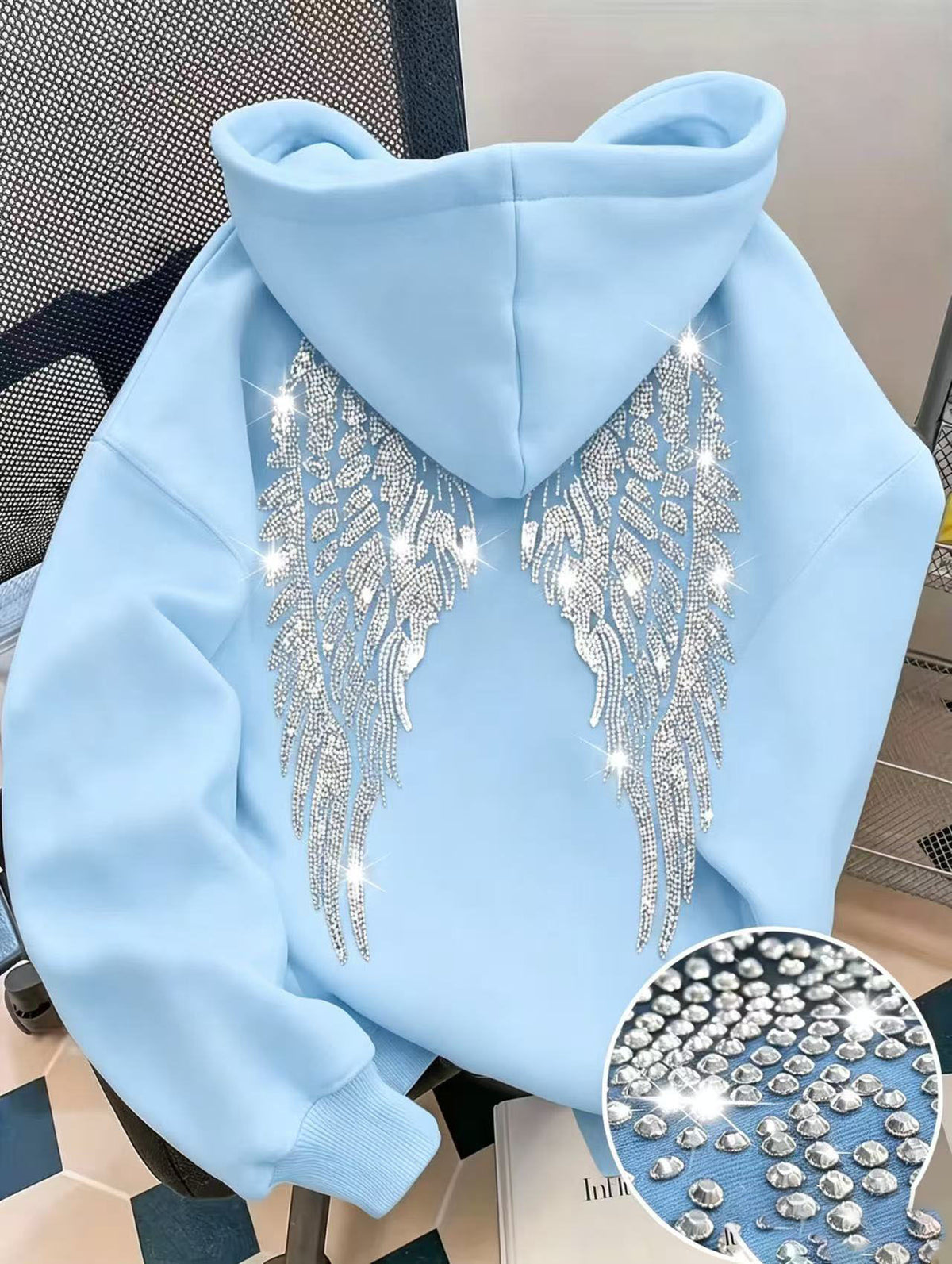Women's long-sleeved printed hooded sweatshirt