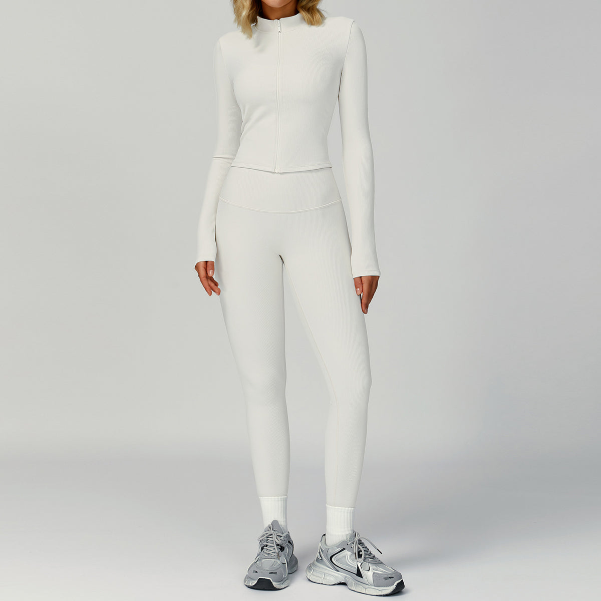 Womens High-Waisted Yoga Set with Moisture-Wicking Fabric