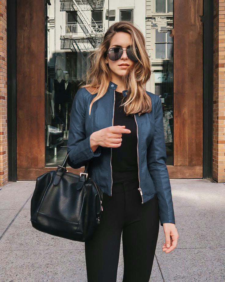 Fashionable leather jackets for women in autumn and winter