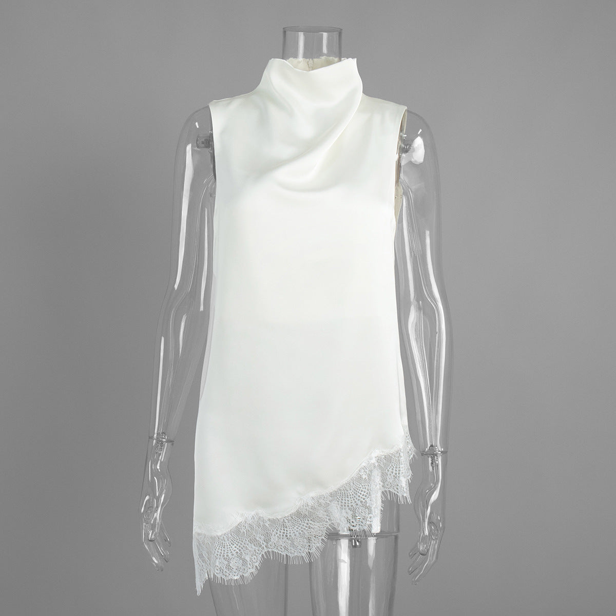 Lace Trim Satin Vest