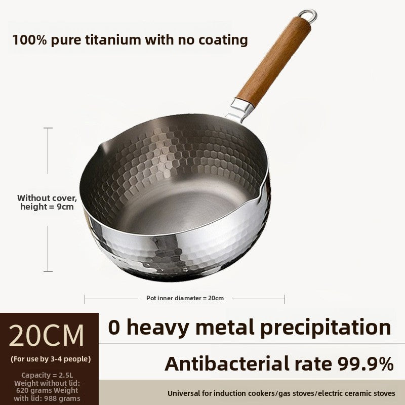 Pure Titanium Hammered Texture Cooking Pot with Steamer
