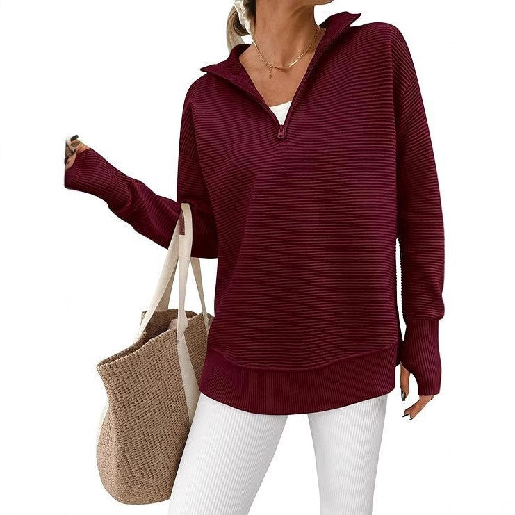 Ribbed Knitted Sweater Pullover for Women