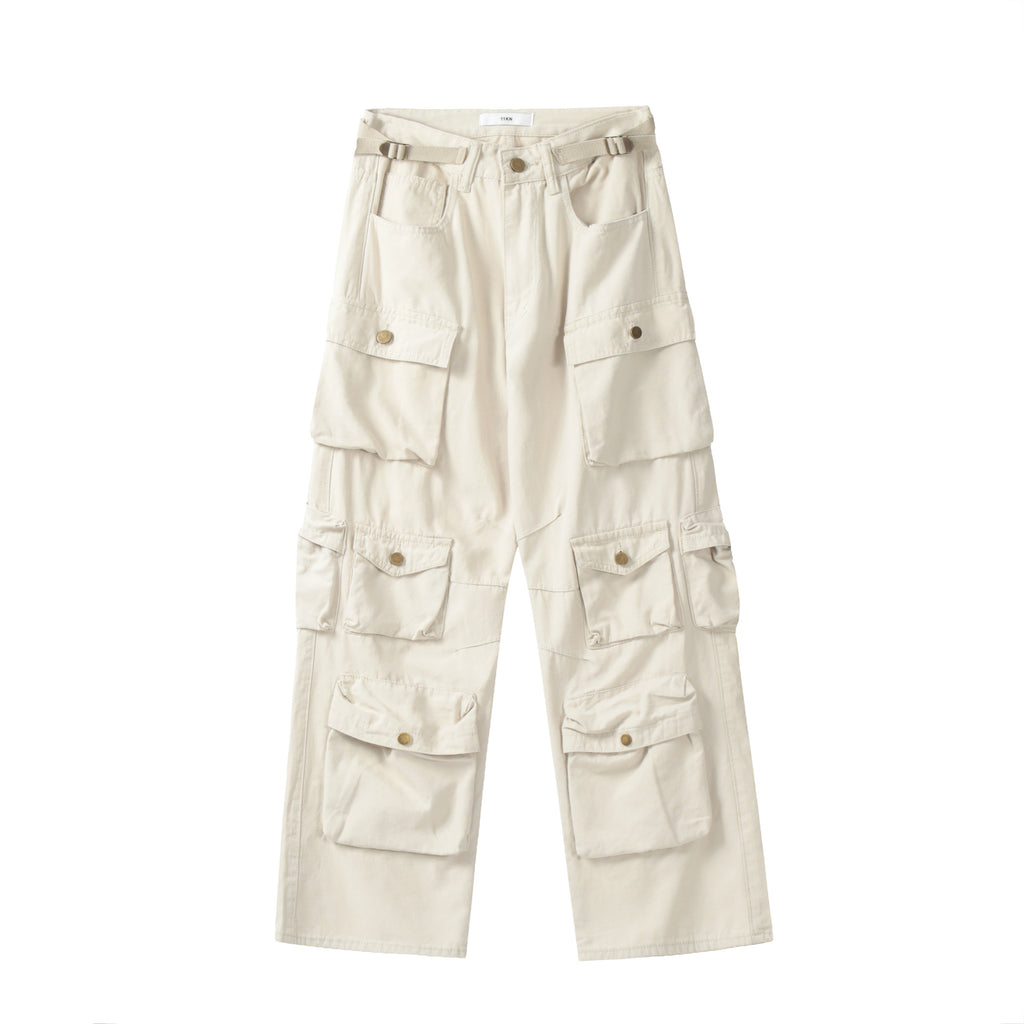 Unisex Heavyweight Cotton Cargo Pants with Multi-Pockets