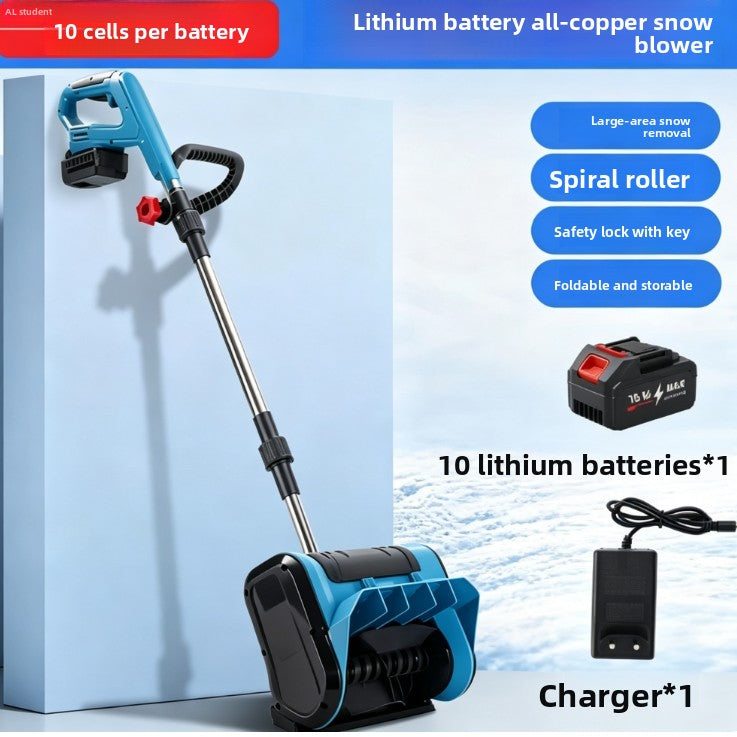 Household portable road-clearing push-type snow blower