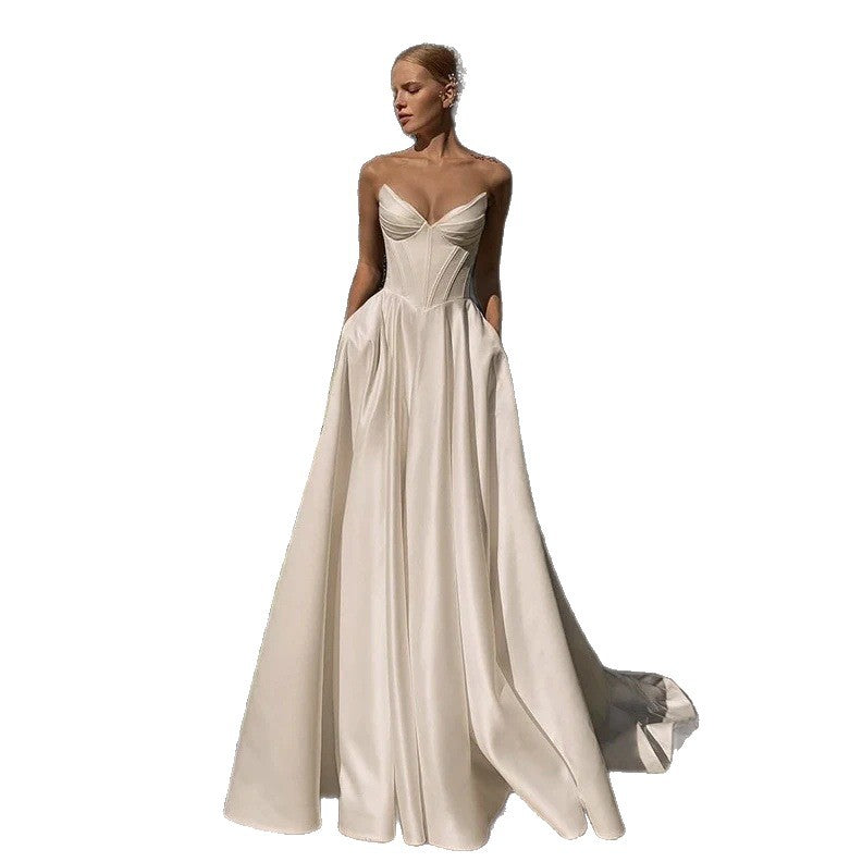 Strapless Bridal Gown with Small Train