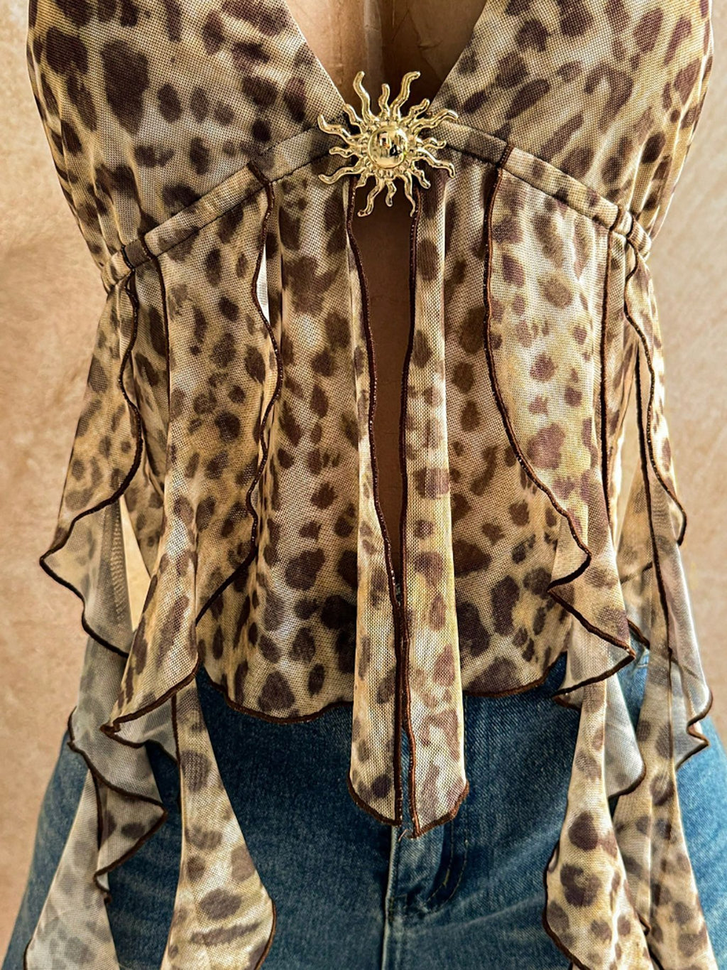 Halter Neck Leopard Print Camisole