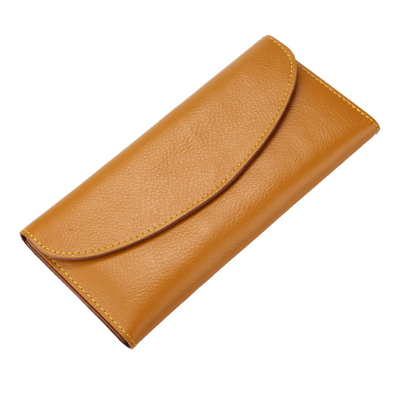 Genuine Cowhide Minimalist Womens Wallet Functional Long Clutch