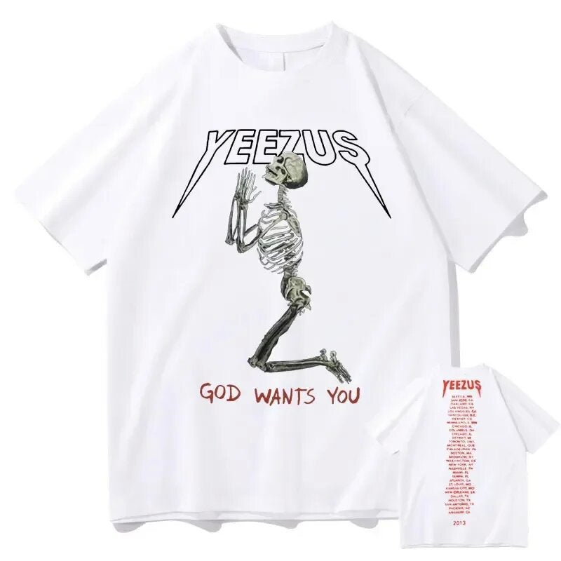Oversized Skull Print Cotton T-Shirt