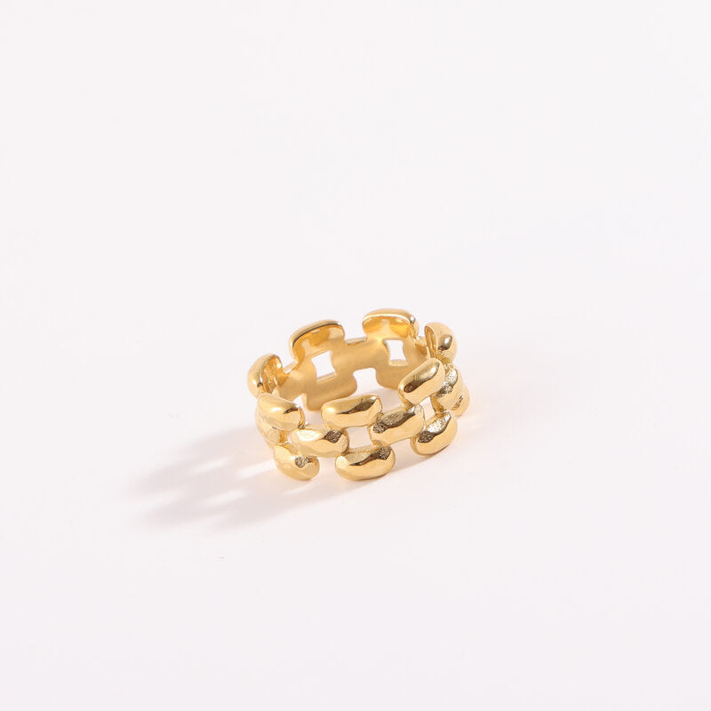 Titanium Steel Gold Plated Chain Ring