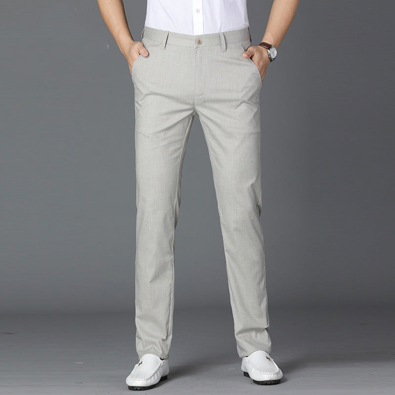 Mens Linen Blend Straight Leg Trousers