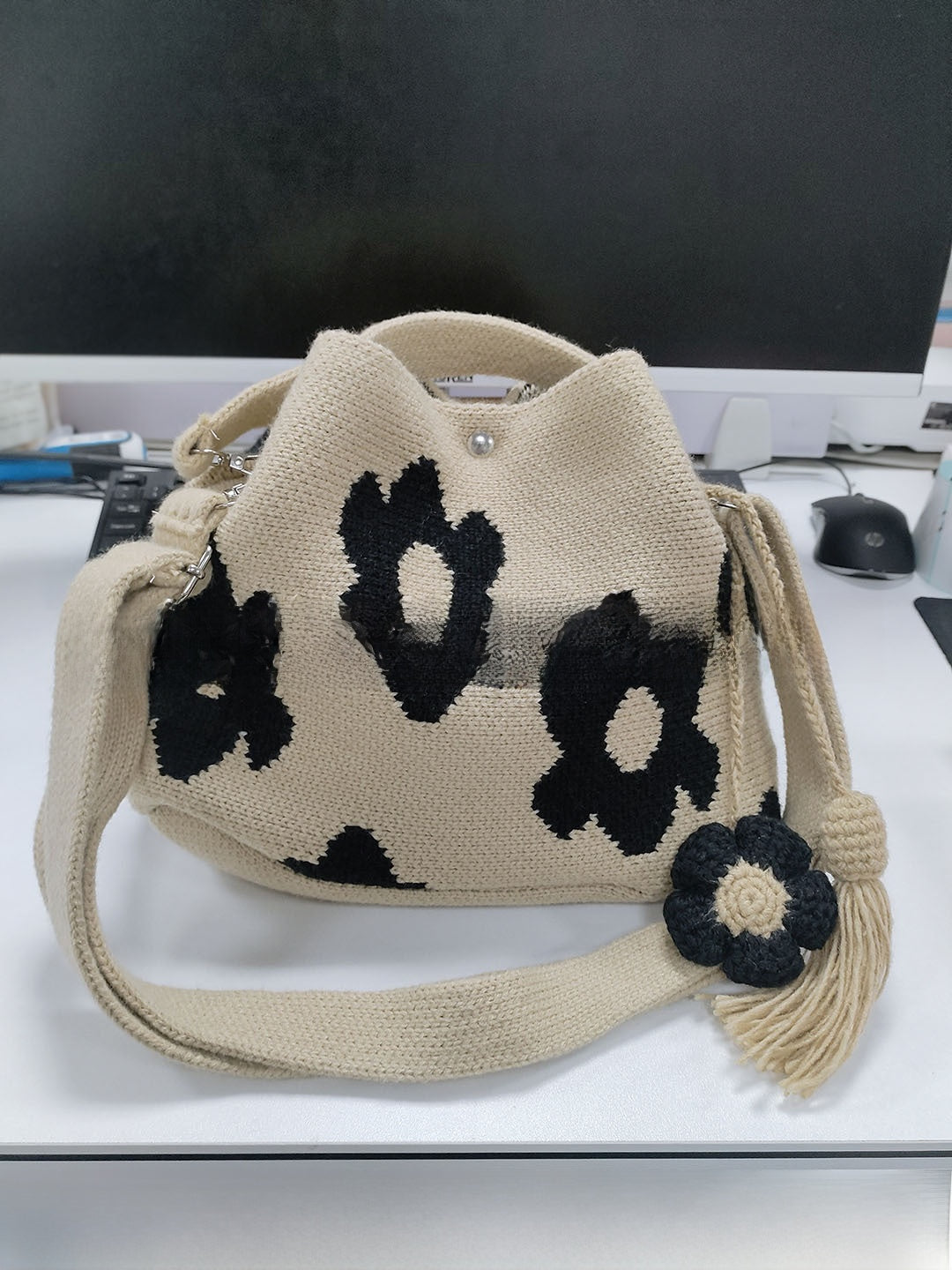 Handmade Crochet Floral Tote Bag