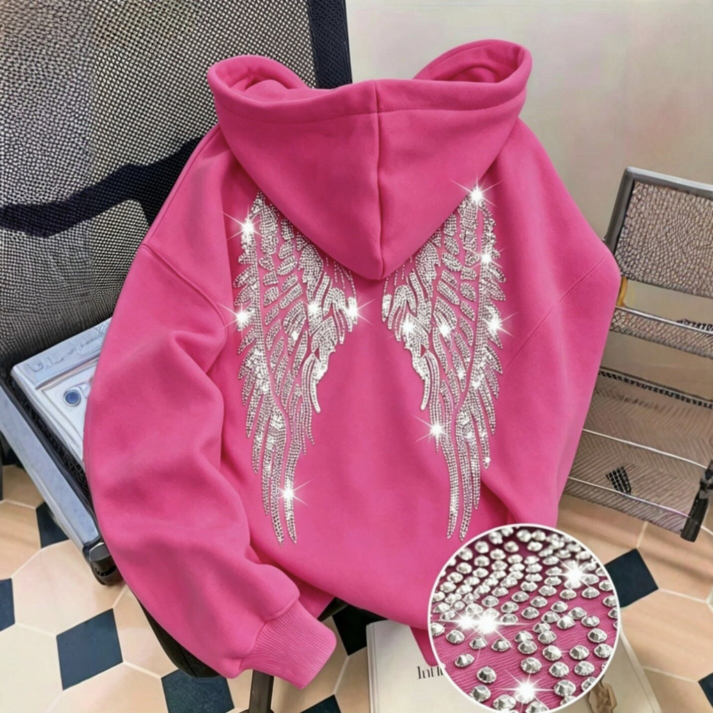 Women's long-sleeved printed hooded sweatshirt
