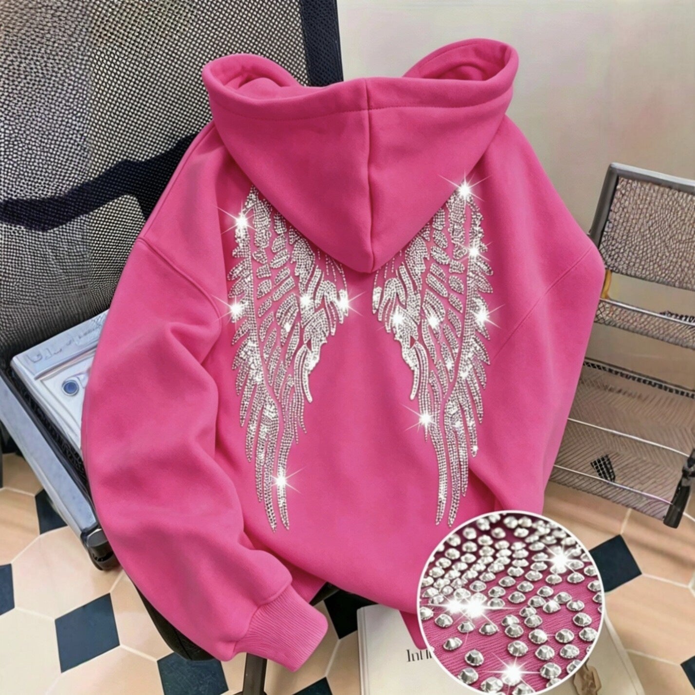 Women's long-sleeved printed hooded sweatshirt