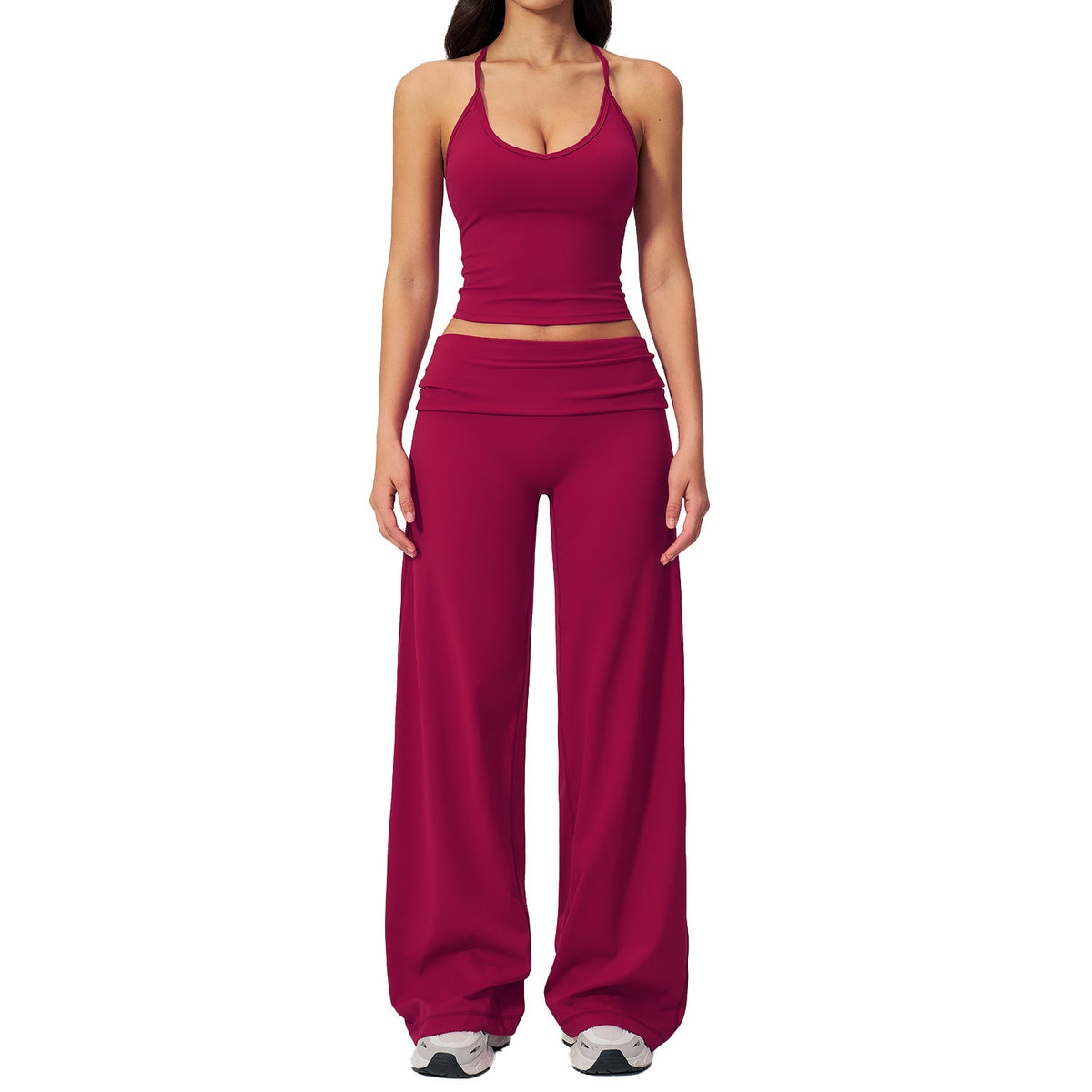 Women's Racerback Yoga Set with Wide-Leg Pants