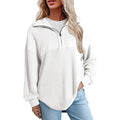 Womens Solid Color Lapel Sweatshirt