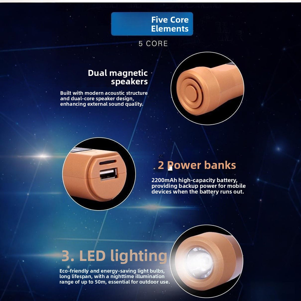 Multifunctional LED Bluetooth Speaker with Flashlight and Power Bank