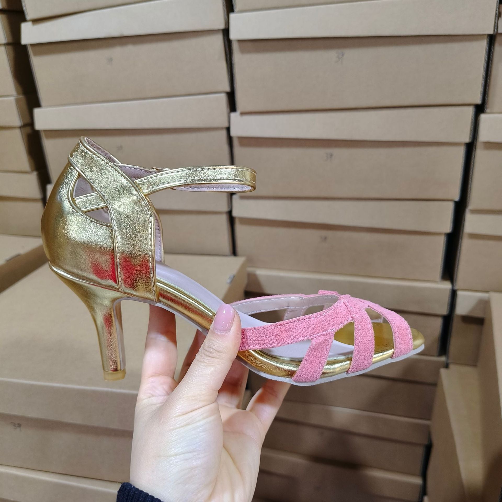 Summer high-heeled fashionable fish-mouth multi-color bag and sandals