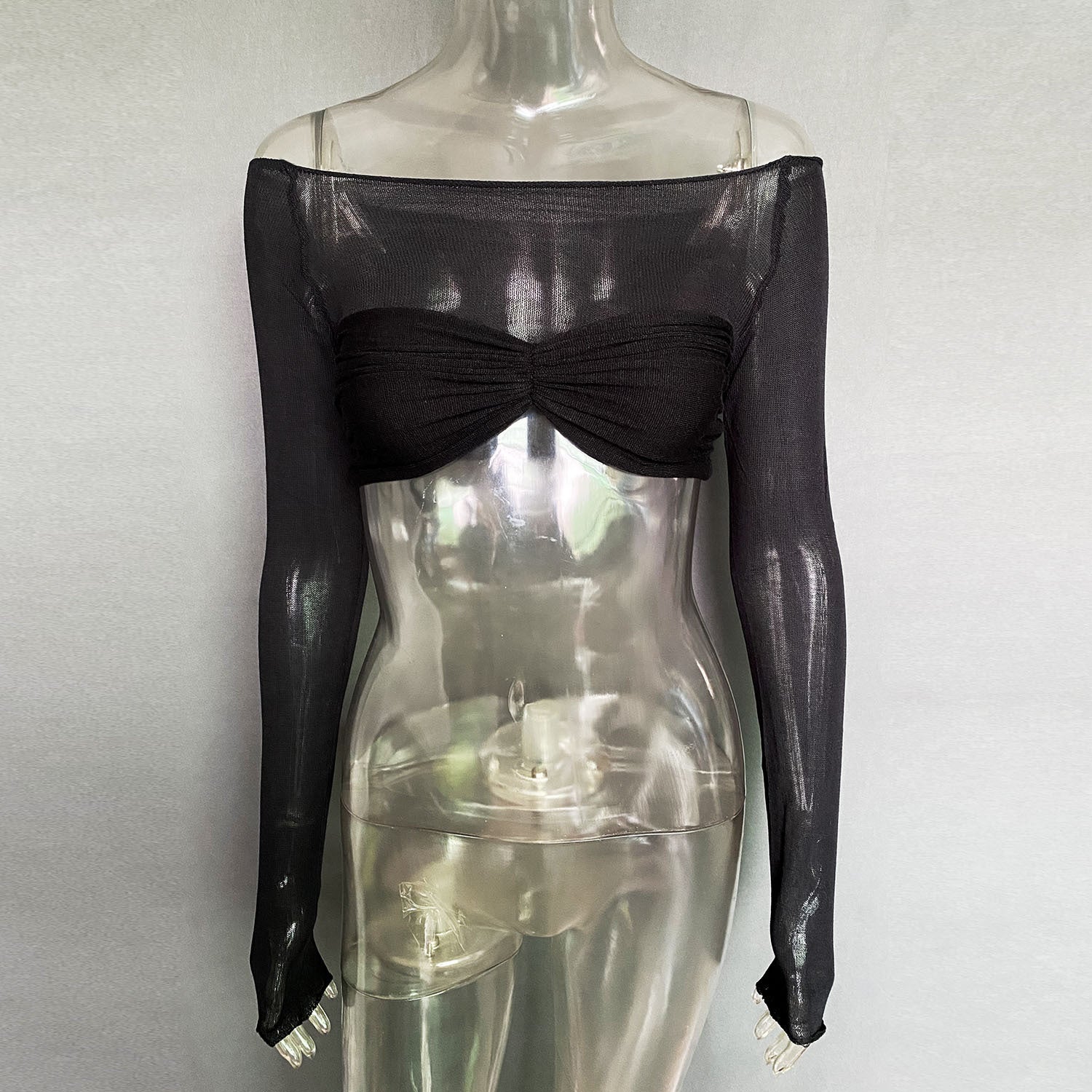Women's One-Shoulder Sheer Top