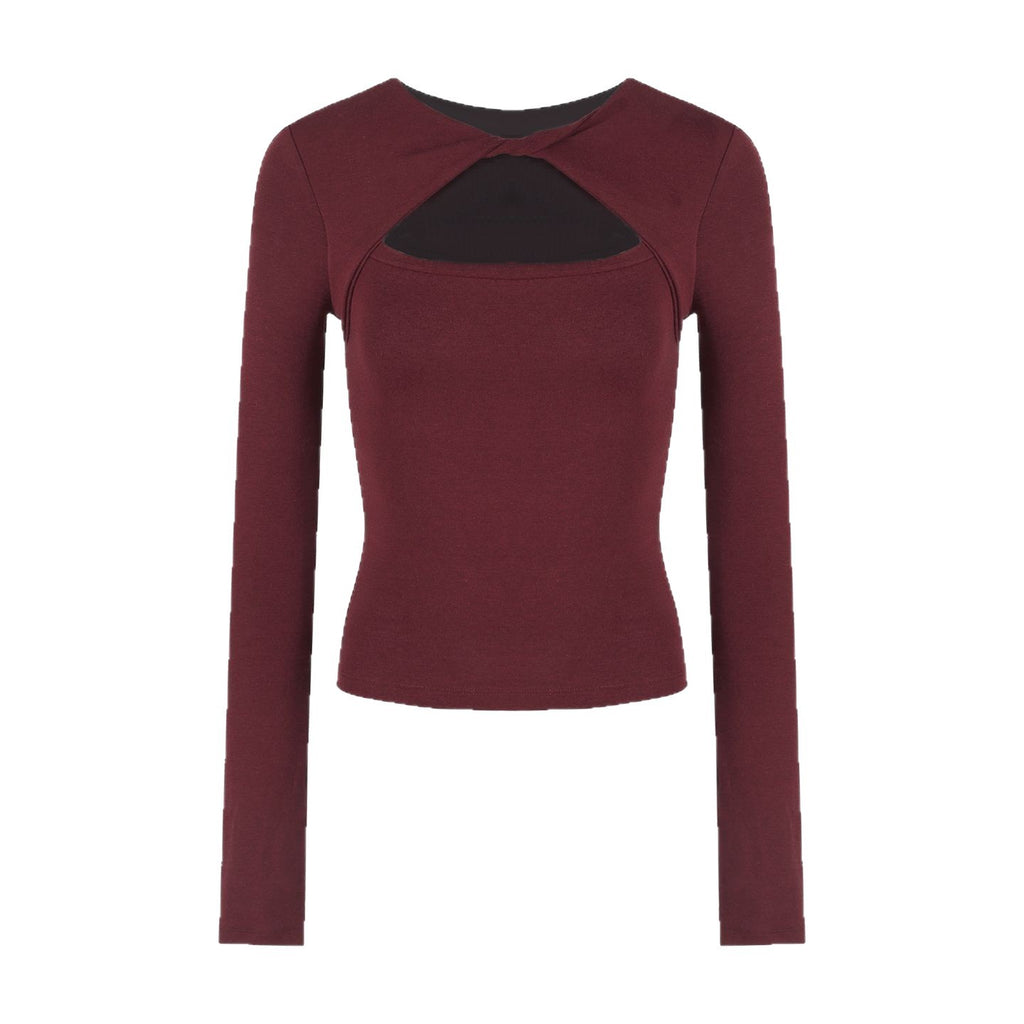 Slim Fit Hollow Out Long Sleeve T-Shirt