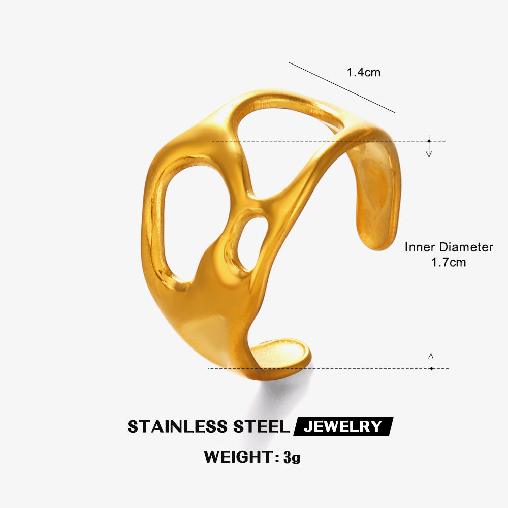 Geometric Open Titanium Steel Ring