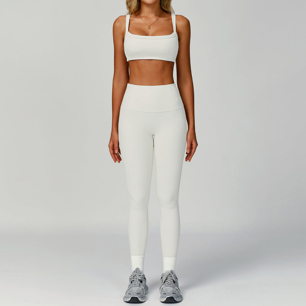 Womens High-Waisted Yoga Set with Moisture-Wicking Fabric