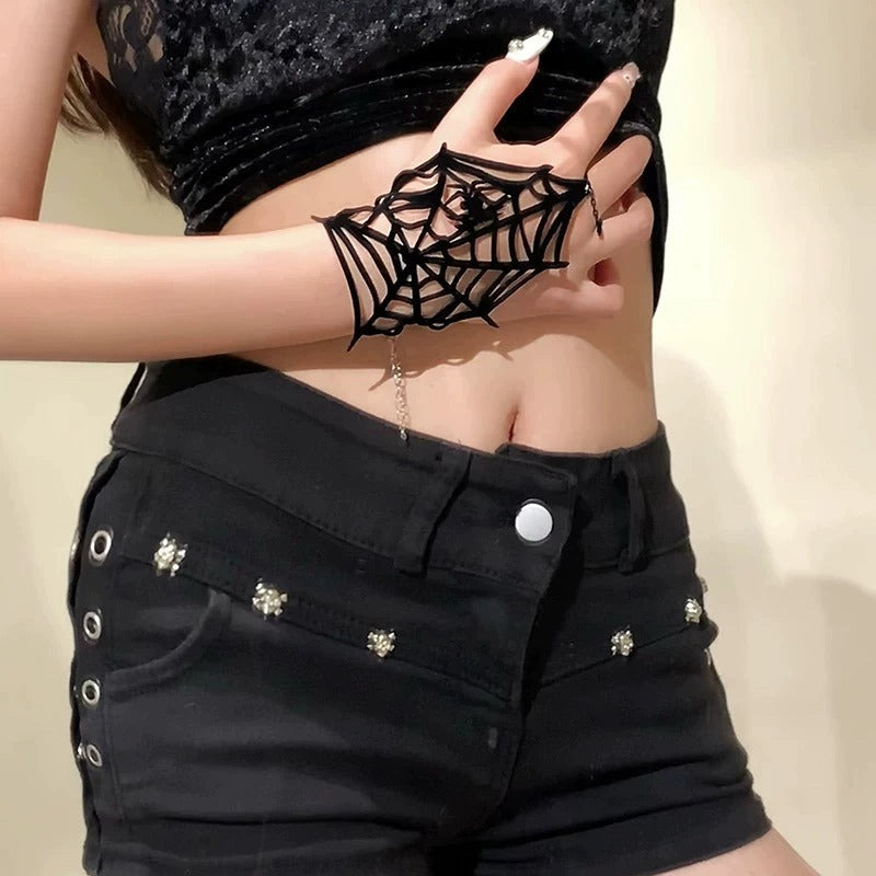 Hollow Spider Web Finger Chain Gothic Party Accessory