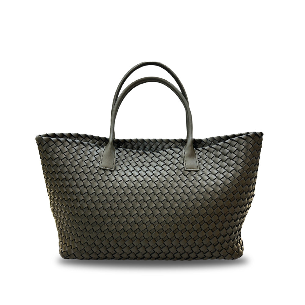 Genuine Leather Woven Tote Bag