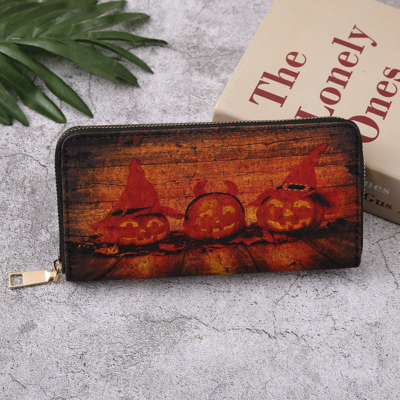 Halloween Pattern Long Wallet with Zipper
