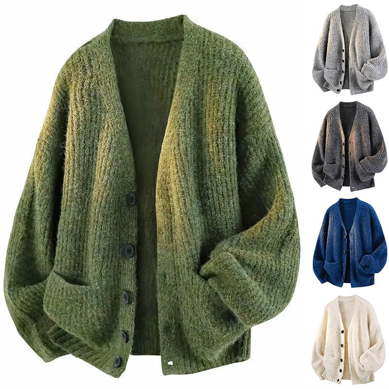 Men's V-neck knitted cardigan sweater
