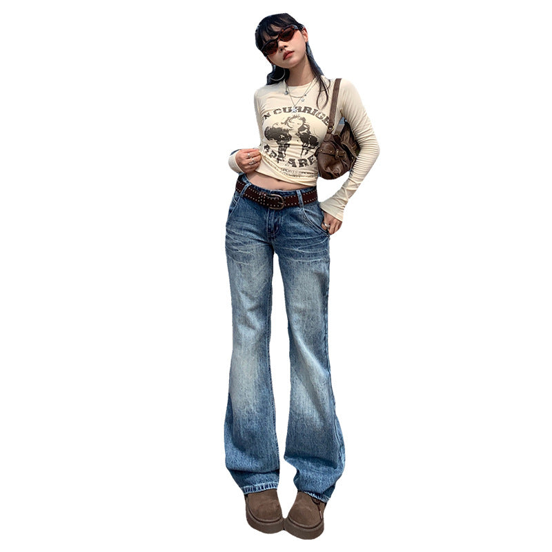 Retro Low-Waisted Bootcut Jeans for Women