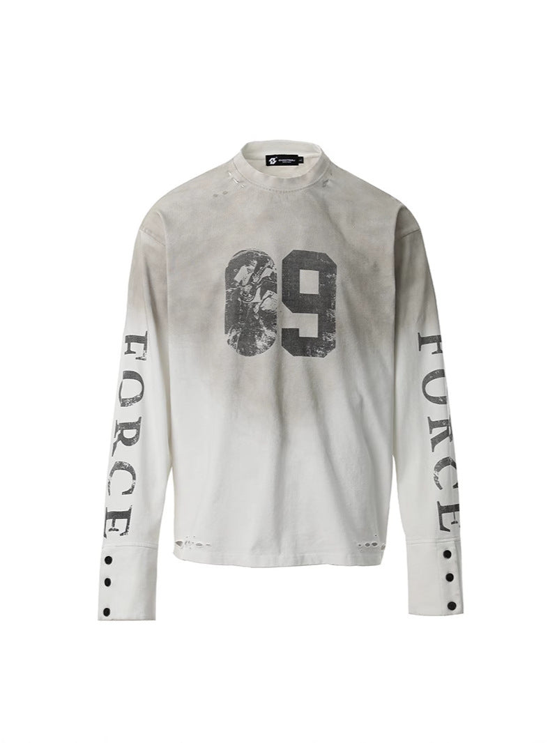 Retro Distressed Long Sleeve T-Shirt Unisex Streetwear