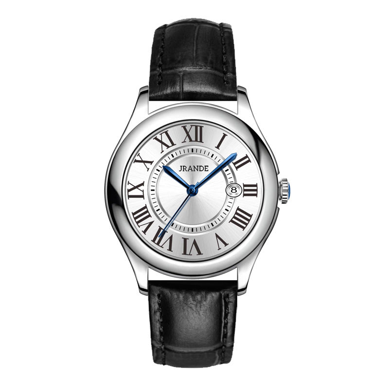 Jrande Leather Strap Quartz Couple Watches