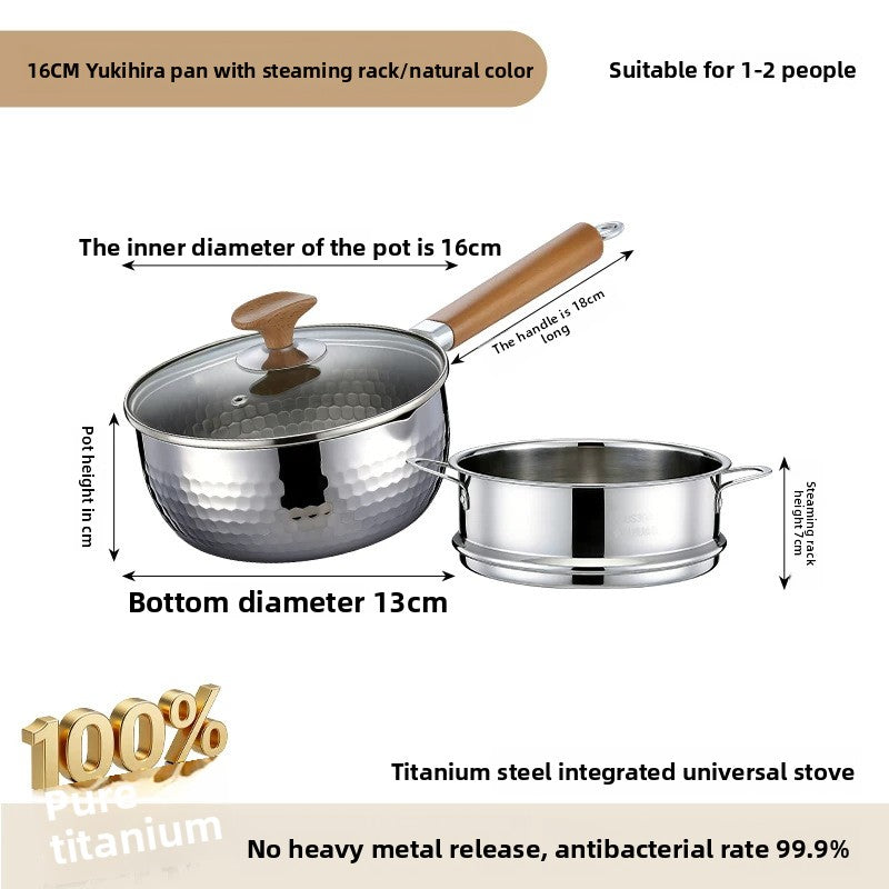 Pure Titanium Hammered Texture Cooking Pot with Steamer