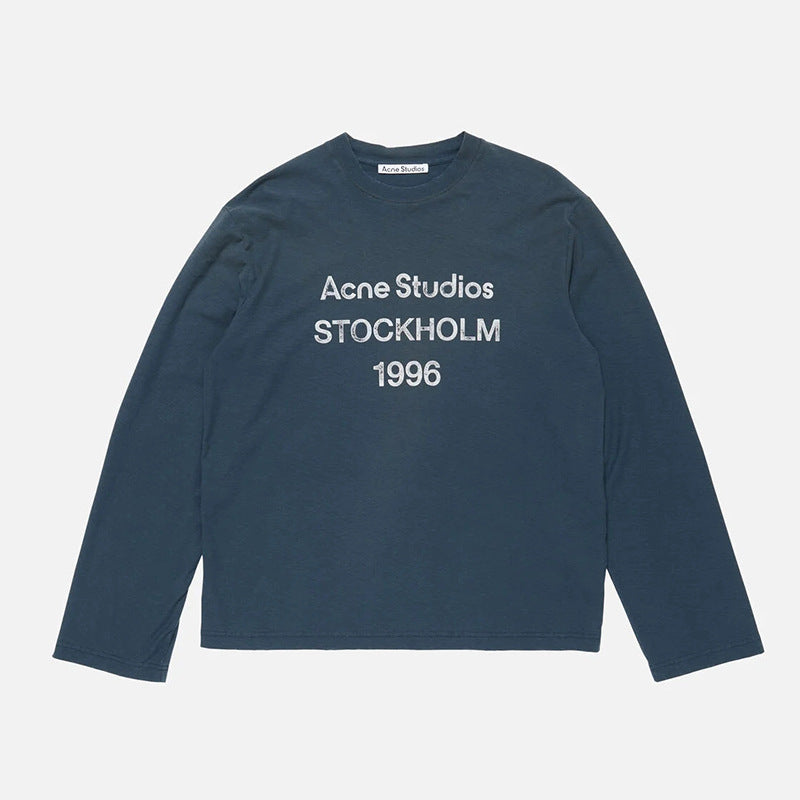 Letter-printed high street long-sleeved T-shirts for men and women