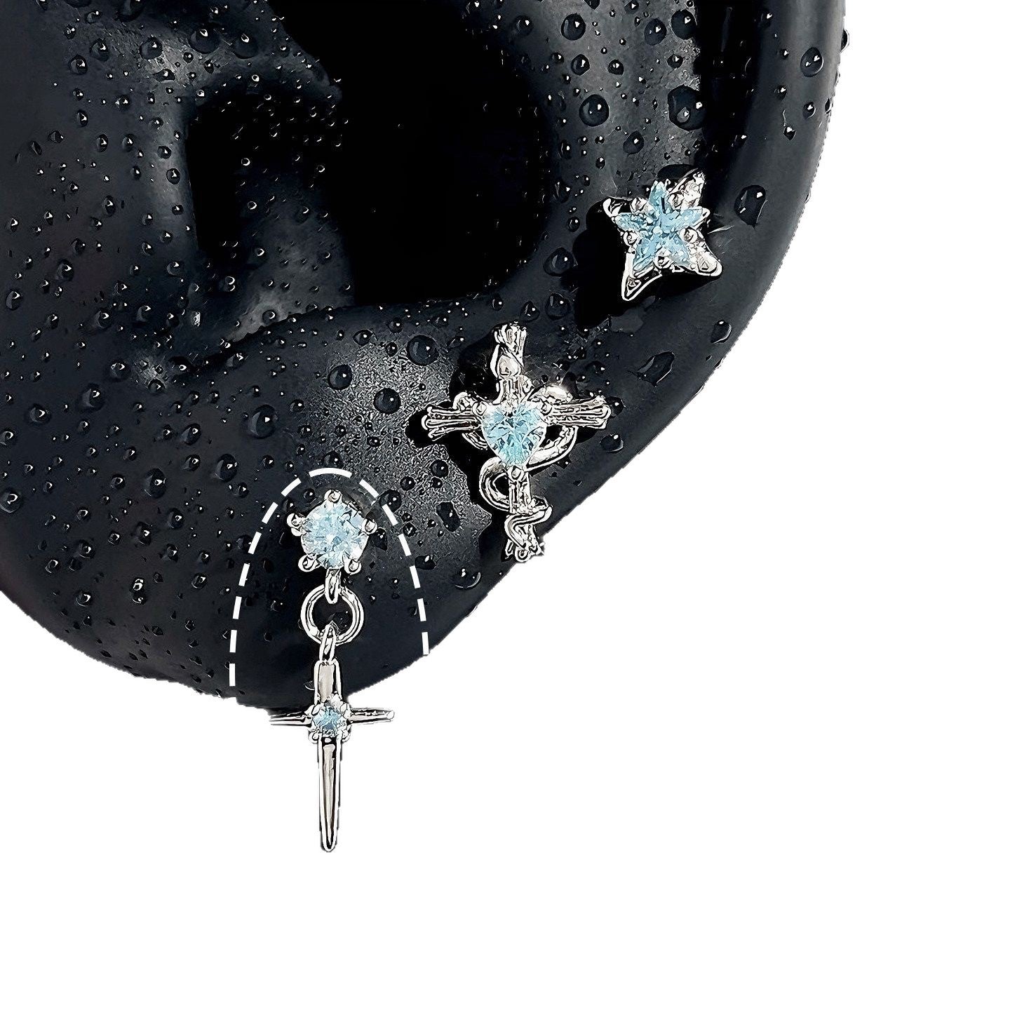 Ice-blue zircon stud earrings