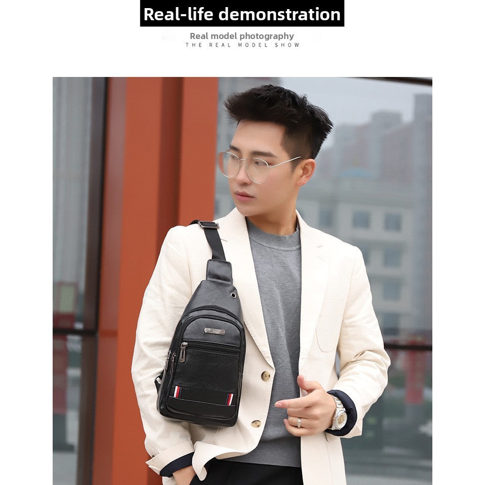 Mens PU Leather Crossbody Chest Bag