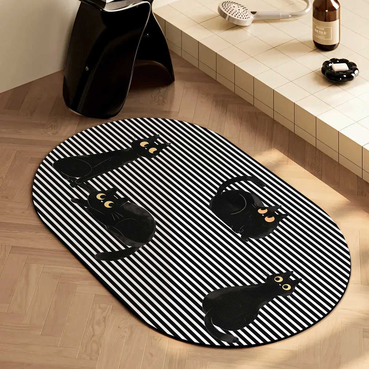 Japanese-style simple shower room door, absorbent floor mat household entrance, entrance cat floor mat solid color bathroom door mat