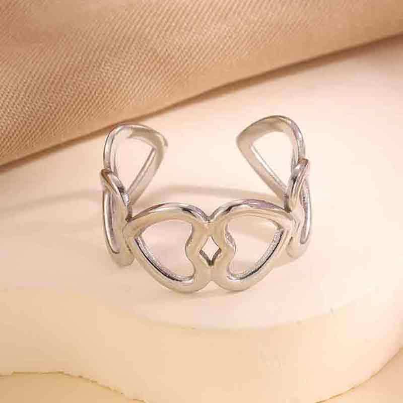 Adjustable Stainless Steel Opening Ring with Celestial Designs