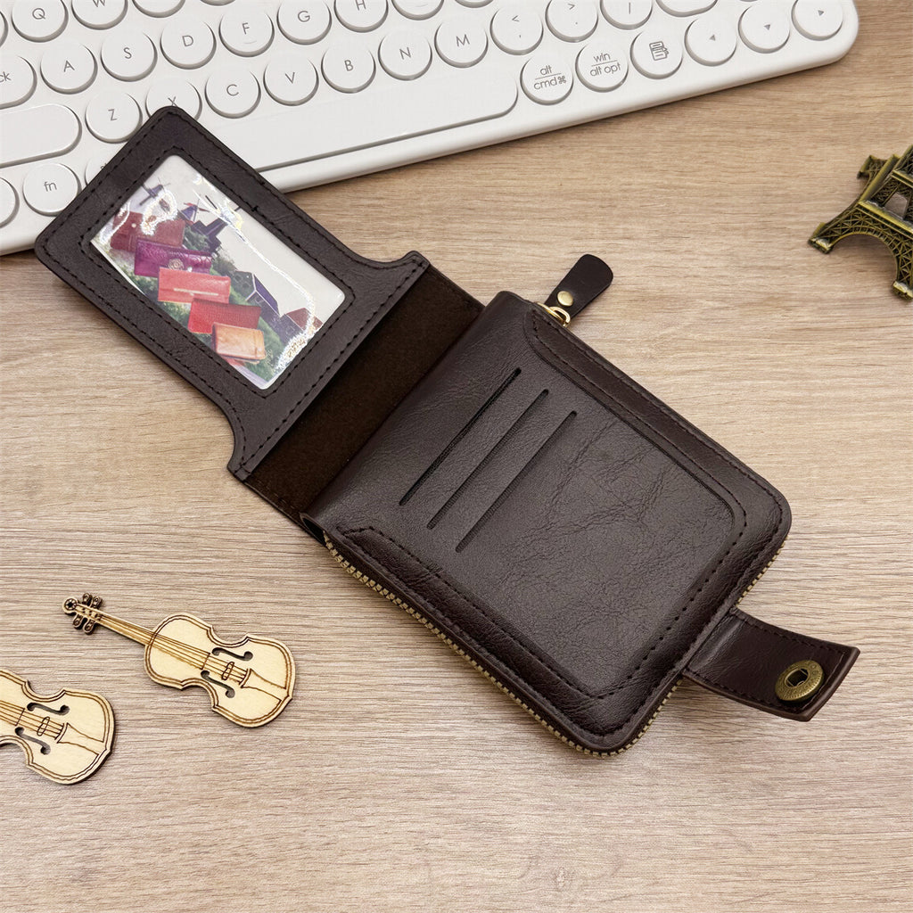 Retro Mens Short Zipper Wallet