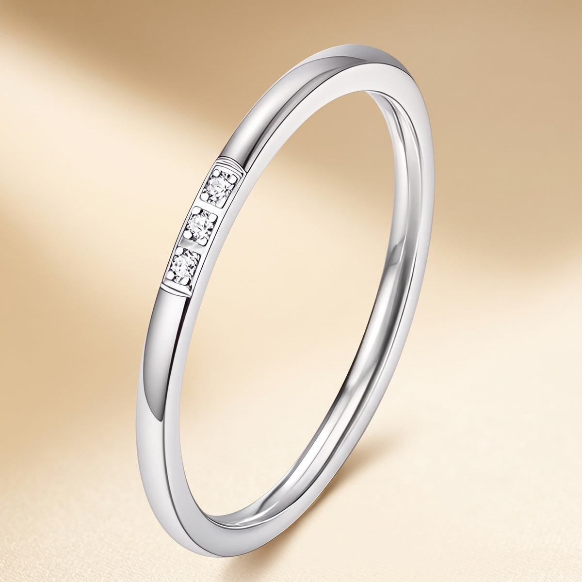 Stainless steel ring with diamonds, titanium steel ring