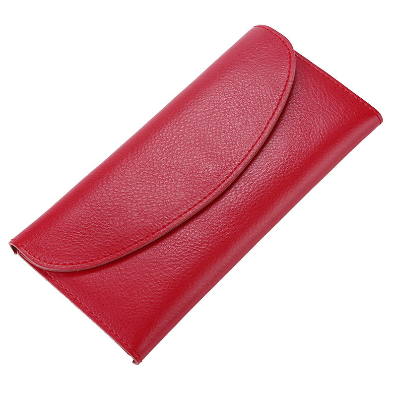 Genuine Cowhide Minimalist Womens Wallet Functional Long Clutch