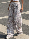 Printed Slim Wide-Leg Pants