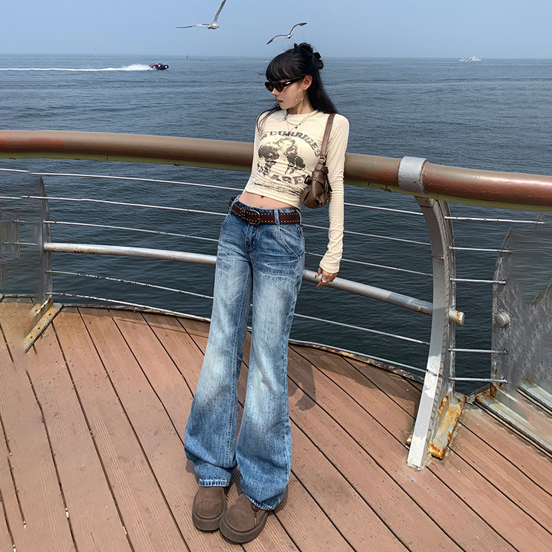 Retro Low-Waisted Bootcut Jeans for Women