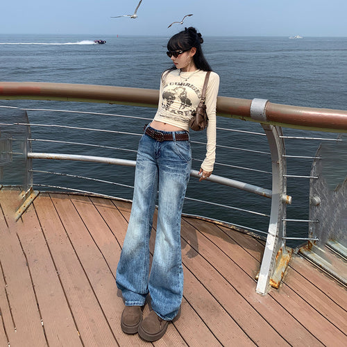 Retro Low-Waisted Bootcut Jeans for Women