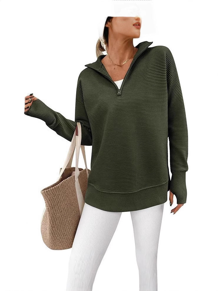 Ribbed Knitted Sweater Pullover for Women