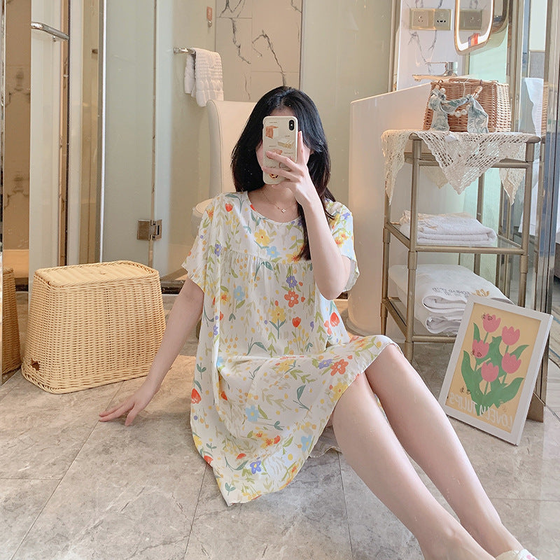 Thin sleeping dresses for women in spring  autumn and summer