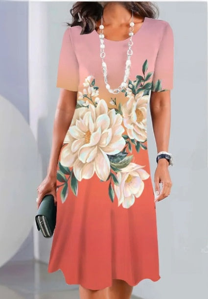 Women 3D Digital Print Round Neck Short Sleeve Tshirt
