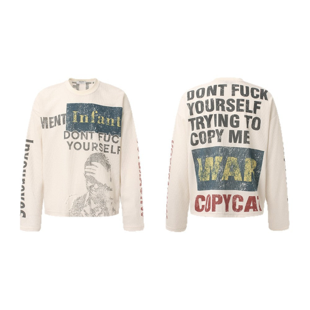 Lazy Style Retro Round-neck Printed Sweatshirt