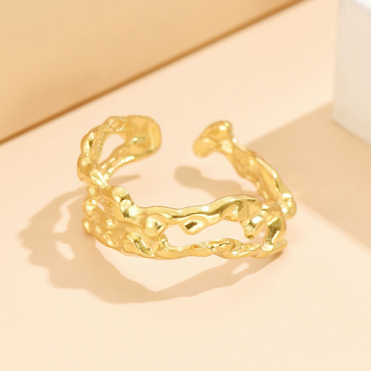 Pleated Open Ring Stainless Steel Jewelry